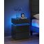 VASAGLE Nachttisch mit LED-Beleuchtung, Beistelltisch, einstellbare Farben, Sofatisch 3 Schubladen, Nachtschrank Schlafzimmer, modern, 35 x 40 x 55 cm, schwarz mit Holzmaserung LET630T56