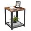 VASAGLE Beistelltisch, Nachttisch im Industrie-Design, Sofatisch mit Gitterablage, stabil, mit Metallgestell, Wohnzimmer, Schlafzimmer, einfach zu montieren, Used Look, Holzoptik Vintage LET41X