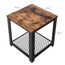 VASAGLE Beistelltisch, Nachttisch im Industrie-Design, Sofatisch mit Gitterablage, stabil, mit Metallgestell, Wohnzimmer, Schlafzimmer, einfach zu montieren, Used Look, Holzoptik Vintage LET41X