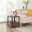 VASAGLE Beistelltisch, Nachttisch im Industrie-Design, Sofatisch mit Gitterablage, stabil, mit Metallgestell, Wohnzimmer, Schlafzimmer, einfach zu montieren, Used Look, Holzoptik Vintage LET41X