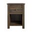 Ameriwood Home Farmington Nachttisch im Landhausstil mit Scheunentür-Design, verdeckte Schublade und offenem Schrank, strukturiert, verwittert, mittelbraunes Finish