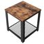 VASAGLE Beistelltisch, Nachttisch im Industrie-Design, Sofatisch mit Gitterablage, stabil, mit Metallgestell, Wohnzimmer, Schlafzimmer, einfach zu montieren, Used Look, Holzoptik Vintage LET41X