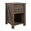 Ameriwood Home Farmington Nachttisch im Landhausstil mit Scheunentür-Design, verdeckte Schublade und offenem Schrank, strukturiert, verwittert, mittelbraunes Finish
