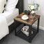 VASAGLE Beistelltisch, Nachttisch im Industrie-Design, Sofatisch mit Gitterablage, stabil, mit Metallgestell, Wohnzimmer, Schlafzimmer, einfach zu montieren, Used Look, Holzoptik Vintage LET41X