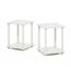 Furinno Simplistic Sofatisch, Couchtisch, Beistelltisch, mit 2 Ebenen, 2-er Set, Weiß/Weiß