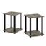 Furinno Simplistic Sofatisch, Couchtisch, Beistelltisch, mit 2 Ebenen, 2-er Set, Französische Eiche/Schwarz