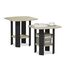 Furinno Simple Design Beistelltisch (2er Set), Holz, Creme Kunstmarmor/Schwarz, 50.8 x 50.8 x 49.78 cm