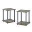 Furinno Simplistic Sofatisch, Couchtisch, Beistelltisch, mit 2 Ebenen, 2-er Set, Französische Eiche/Grau