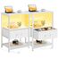 Seventable Nachttisch mit LED & Steckdose, Moderner Nachtschrank mit Stauraum,einfach montierbar, Beistelltisch für Wohnzimmer, Schlafzimmer & kleine Räume, Weiß 2pcs