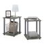 Furinno Simplistic Sofatisch, Couchtisch, Beistelltisch, mit 2 Ebenen, 2-er Set, Französische Eiche/Grau