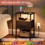LAKEMID Nachttisch-Set mit Ladestation und Schublade, Beistelltisch mit LED-Lichtleiste in 20 Farben und 2 Ebenen, Regal für Schlafzimmer, Wohnzimmer, Sofa, Couch, Schwarz, 2 Stück