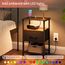 Nachttisch-Set mit Ladestation und Schublade, Beistelltisch, Nachttisch mit LED-Lichtleiste in 20 Farben und 2 Ebenen, Regal für Schlafzimmer, Wohnzimmer, 2 Stück, Rustikales Braun