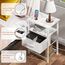 LAKEMID Nachttische mit Ladestation und Schublade, Beistelltisch, Nachttisch mit LED-Lichtleiste in 20 Farben und 2 Ebenen, Regal für Schlafzimmer, Wohnzimmer, Sofa, Couch, Weiß, 2 Stück