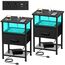 LAKEMID Nachttisch-Set mit Ladestation und Schublade, Beistelltisch mit LED-Lichtleiste in 20 Farben und 2 Ebenen, Regal für Schlafzimmer, Wohnzimmer, Sofa, Couch, Schwarz, 2 Stück