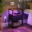Nachttisch-Set mit Ladestation und Schublade, Beistelltisch, Nachttisch mit LED-Lichtleiste in 20 Farben und 2 Ebenen, Regal für Schlafzimmer, Wohnzimmer, 2 Stück, Rustikales Braun