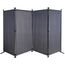 QUICK STAR Paravent 4 Teilig 165 x 220 cm Stoff Raumteiler Trennwand Balkon Sichtschutz Stellwand Faltbar Grau