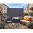 QUICK STAR Paravent Outdoor Wetterfest 180 x 178 cm Grau | Raumteiler Stellwand Innen | Garten & Balkon Sichtschutz Blickdicht