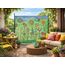 QUICK STAR Paravent Outdoor Wetterfest 180 x 178 cm Green Flowers | Raumteiler Stellwand Innen | Garten & Balkon Sichtschutz Blickdicht