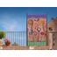 QUICK STAR Paravent Outdoor Wetterfest 180 x 78 cm Retro Flowers | Raumteiler Stellwand Innen | Garten & Balkon Sichtschutz Blickdicht