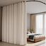 Raumteiler Vorhänge Flexible Deckenschienen Set Vorhangschiene Deckenhalterung Verdunkelungsvorhang für Wohnzimmer Schlafzimmer Deckenvorhangstange Sichtschutz Trennwände Paneele B100xH84 Beige Drape