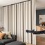 Raumteiler Vorhänge Flexible Deckenschienen Set Vorhangschiene Deckenhalterung Verdunkelungsvorhang für Wohnzimmer Schlafzimmer Deckenvorhangstange Sichtschutz Trennwände Paneele B180xH96 Beige Drape