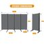 CHOSENM 4 Panel Folding Privacy Screens, 6 FT Tall Wall Divider with Metal Frame, Freistehender Raumteiler für Office Bedroom Study (4 Panel, Grau)