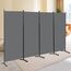 CHOSENM 4 Panel Folding Privacy Screens, 6 FT Tall Wall Divider with Metal Frame, Freistehender Raumteiler für Office Bedroom Study (4 Panel, Grau)