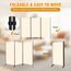 CHOSENM 3 Panel Folding Privacy Screens, 6 FT Tall Wall Divider with Metal Frame, Freistehender Raumteiler für Office Bedroom Study (3 Panel, Beige)