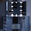 Vicco Eckschminktisch Arielle, Weiß, 110 cm mit LED Beleuchtung und Hocker, mit großem dreiteiligem Spiegel und Ablageflächen