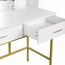 WOLTU Schminktisch mit Spiegel und Beleuchtung, Frisiertisch mit 2 Schubladen und 4 offenen Ablagen, 45 cm Tiefe, Kosmetiktisch für Schlafzimmer, Holz Metall, Weiß Gold, MB6077ws