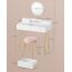 VASAGLE Schminktisch mit Hocker und Beleuchtung, Steckdosenleiste, Spiegel, Frisiertisch, 40 x 80 x 134,8 cm, Kosmetiktisch mit Schubladen, gepolsterter Sitzhocker, mattweiß-blassgold RVT019W01