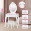 Green series Kinder Schminktisch aus Holz mit Spiegel & Hocker – Toaletttisch Mädchen mit Schublade & Aufklebern | Kinder Schminkkommode Holz, Schminktisch Kinderzimmer, Geschenk für Mädchen – GS3310