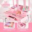 Kinderplay Green Schminktisch für Kinder 60 x 39 x 105,5 cm – Sicherer Plexiglas-Spiegel & Stabiler Hocker – Für Rollenspiele im Kinderzimmer – Rosa Frisiertisch mit Zubehör