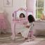 KidKraft Schminktisch Prinzessin mit Spiegel und Hocker aus Holz für Kinder, Frisiertisch mit Schublade und Stuhl, Kindertisch mit Hocker, Kinderzimmer Möbel, 76123