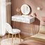 EUGAD Schminktisch mit Spiegel und Samt-Hocker, Frisiertisch mit 3 Schubladen, mit 3D Effekt, Modernes Design, Tischplatte Hochglanz 100 cm, Einfache Montage, Weiß + Golden, 0016SZT