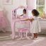 KidKraft Schminktisch Prinzessin mit Spiegel und Hocker aus Holz für Kinder, Frisiertisch mit Schublade und Stuhl, Kindertisch mit Hocker, Kinderzimmer Möbel, 76123