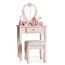 Schminktisch Kinder, Frisiertisch Mädchen mit Spiegel, Hocker und 3 Schubladen MDF Holz, Rosa, 50 x 30 x 104.5 cm