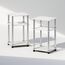Furinno Just 3-stufiger Turn-N-Tube-Nachttisch mit offenem Stauraum, 2er-Pack, Weiße Eiche/Edelstahl