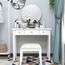 STHOUYN Home Office Kleine Schreibtisch mit Drawers Schlafzimmer, Studietisch für Erwachsene/Student, Vanity Make-up Dressing Tisch Speichern Raum Gifts Weiß (weiß)