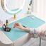Make-up-Matte für Schminktisch zum Schutz der Schreibtischplatte, 80 x 40 cm, doppelseitige Make-up-Matte, leicht zu reinigende Schreibtischunterlage – wasserdicht und öldicht, Kosmetikzubehör (Blau