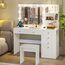 VOWNER Schminktisch mit Lichtern – 119,4 cm Make-up-Schreibtisch mit Steckdose, Aufbewahrungsregalen und 6 Schubladen, 3 Farb-Beleuchtungsmodi mit einstellbarer Helligkeit, Make-up-Schreibtisch mit