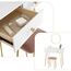 eSituro Schminktisch mit Hocker Spiegel, Kosmetiktisch mit 2 Schubladen für Schlafzimmer, Frisiertisch Schreibtisch aus MDF und Massivholz, 80x40x79cm, Kinderleichte Montage, Weiß+Golden, SDT0047
