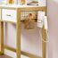 VASAGLE Schminktisch mit Beleuchtung, Frisiertisch mit Hocker, Kosmetiktisch, 10 LED-Glühbirnen, Spiegel, einstellbare Helligkeit, für Schlafzimmer, modern, weiß-goldfarben RVT014A10
