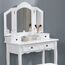 Roundhill Furniture Sanlo Schminktisch und Hocker aus Holz, Weiß