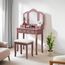 Roundhill Furniture Sanlo Schminktisch und Hocker aus Holz, Rosegold