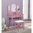Roundhill Furniture Sanlo Schminktisch und Hocker aus Holz, Pink