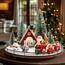 Weihnachtsdorf-Sets, 33 cm, Eichenholz, Lazy Susan für Tischdekoration, Tischdekoration für Tisch, Weihnachtsdekoration, Bäume, Schneemann, Elefant, Weihnachtsmann, Rentier, Zug für Festliche
