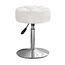 LUE BONA 360° Drehbarer Schminktisch Hocker, Höhenverstellbar Schminkhocker, Sitzhocker aus Kunstleder mit Knopfgepolstertes Design, Weiß