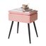 Aibiju Schminktisch-Stuhl mit Stauraum, Rechteckiger Fußhocker aus Kunst-Teddyfell mit Metallbeinen, Make-up-Schminkhocker, Beistelltisch für Make-up-Raum, Schlafzimmer, Pink YD-SMS137P
