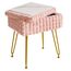 IBUYKE Rechteck Eitelkeit Stuhl mit Stauraum, Fußstütze Fußhocker Ottoman, Eitelkeit Hocker, Schminktisch Stuhl, mit Anti-Rutsch Füßen, für Make-up Raum, Schlafzimmer, Rosa WBD004P